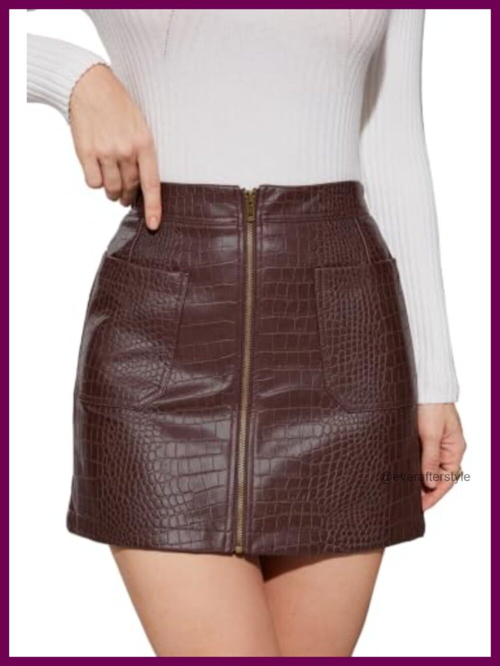 Faux Leather Mini Skirt Pencil High Waist Bodycon with Pockets